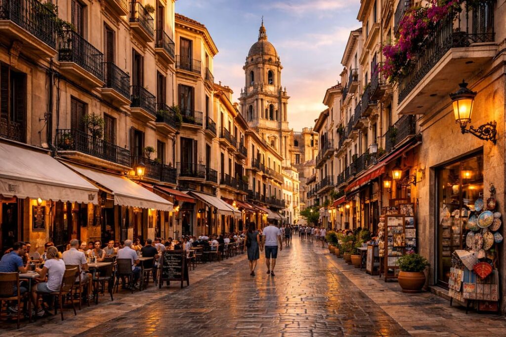 To walk through the historic centre of Malaga is to enter a Malaga that can be discovered at the pace of a stroll: streets that invite you to stop, lively squares, façades that change with the light and an atmosphere that mixes the everyday with the monumental.
